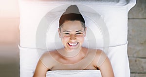Spa, salon and portrait of woman with smile for massage, facial treatment and luxury pamper. Beauty Aesthetic, happy and
