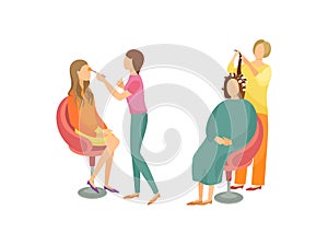 Spa Salon Visagiste and Hairdresser Set Vector