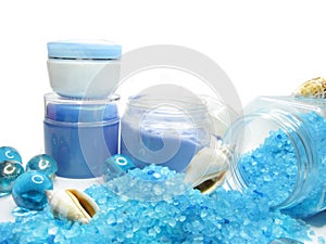 Spa sea shells salt cosmetic cremes