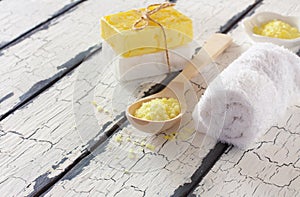 Spa set with milk and honey bars of soap