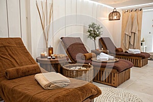 Spa setting in brown tone over white background