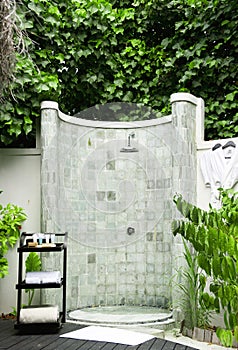 Spa shower area outside