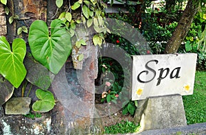 Spa sign board in balinese resort