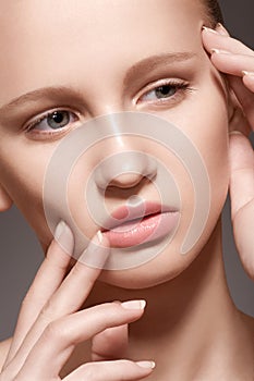 Spa, skincare beauty. Model face with clean skin