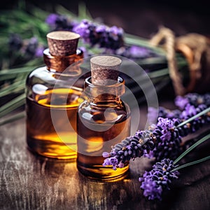 Spa still life with lavender oil.Lavande, produits cosmÃ©tiques naturels