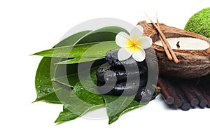 Spa stones with flower and cndles for therapy