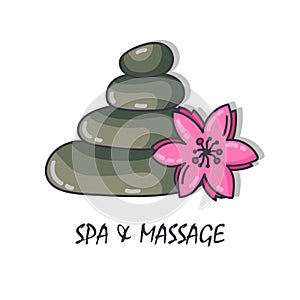 Spa stones and flower vector illustration