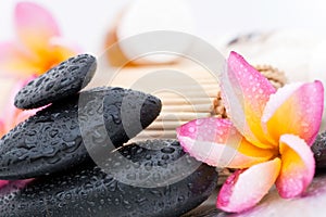 Spa stones and plumeria