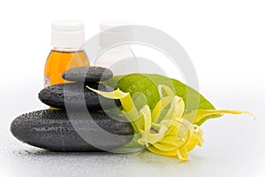 Spa stones and Ylang-Ylang flower