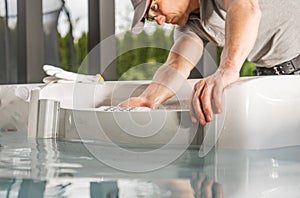 SPA Technician Performing Modern Hot Tub Repair