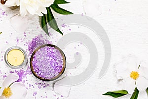 Spa Theme Objects Essential Oil, Purple Salt and Spa Theme Objects