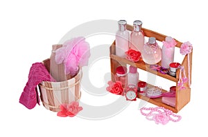 Spa therapy-sauna bucket and bodycare cosmetics