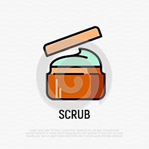 Spa treatment: body scrub thin line icon. Modern vector illusration for beauty shop