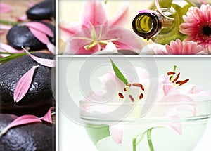 A spa treatment collage of three different images