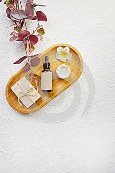 Spa treatment, home bath procedure. Set for bathroom