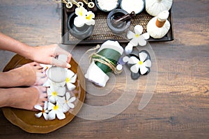 Spa treatment and product for female feet and manicure nails spa, Thailand, select focus.