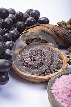 Spa treatment and skin care with Malvasia vulcanic grape aromatic sea salt