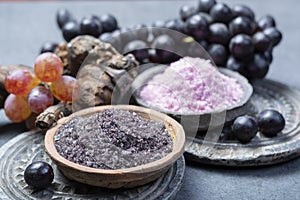 Spa treatment and skin care with Malvasia vulcanic grape aromatic sea salt