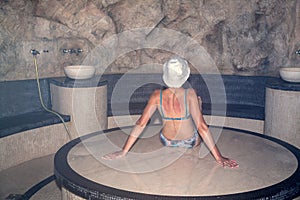 Spa treatments, Hamam, Girl in a salt sauna at the spa zone