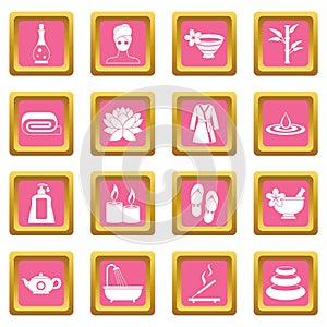 Spa treatments icons pink