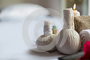 Spa treatments on White spa massage bed