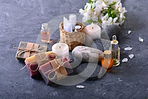 SPA and wellness background with spa treatment products