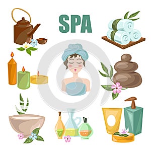 Spa and wellness center vector icons