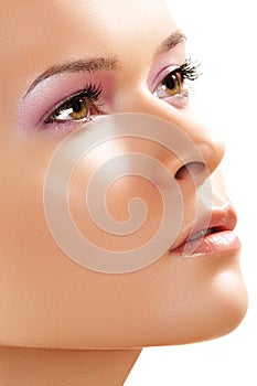 Spa, wellness, skin care. Close-up of beauty face