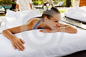 Spa For Woman. Beautiful Happy Female Relaxing At Day Spa Salon