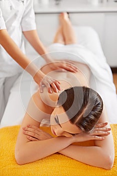 Spa Woman. Close-up of a Woman Getting Spa Treatment. Body Massage