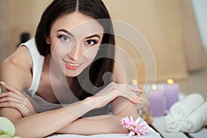 Spa Woman. Massage Procedure In Beauty Spa Salon. Body Care