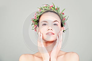 Spa Woman with Summer Flowers Wreath