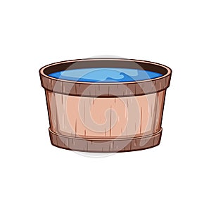 spa wooden tub cartoon vector illustration