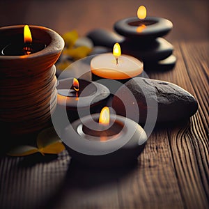 Spa zen meditation stones and candles