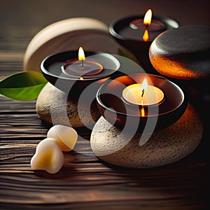 Spa zen meditation stones and candles