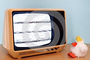 Space Age Retro old TV with Static Noise Glitch Effect screen