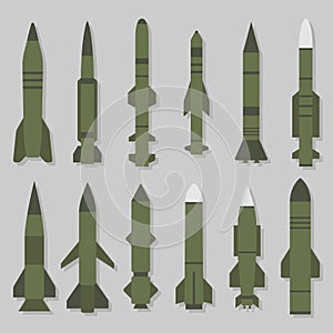 Space art, rockets set, isolated vector for icons, web, space postcard, poster, clothing print photo