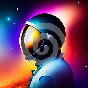 A space astronaut sitting inside a space rocket. Side profile. Generative ai