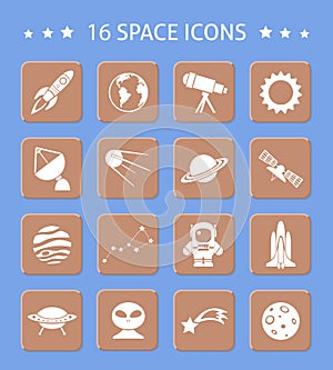 Space and astronomy buttons