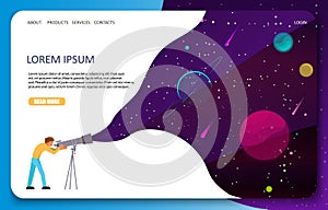 Space astronomy science vector web banner template