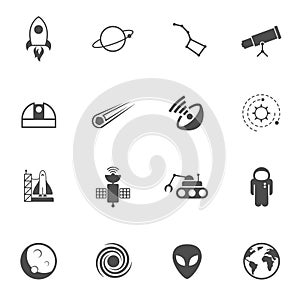 space astronomy vector icons set