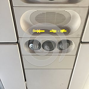 View of an Airplane cabin signs