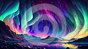 Space aurora wallpaper 4k illustration