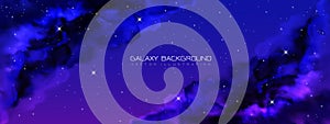 Space background realistic purple nebula shining stars cosmos stardust milky way galaxy infinite universe and starry night vector