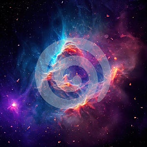 Space background with stardust and shining stars. Realistic colorful cosmos with nebula and milky way. Galaxy backdrop