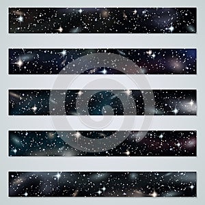 Space background web banners design vector set