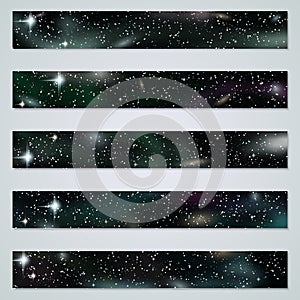 Space background web banners design vector set