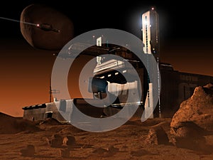 Space base on planet Mars