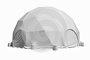 Space base structure, white round plastic tent