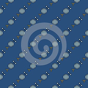 Space Based Nukes with Earth and Satellite vector colored seamless pattern photo